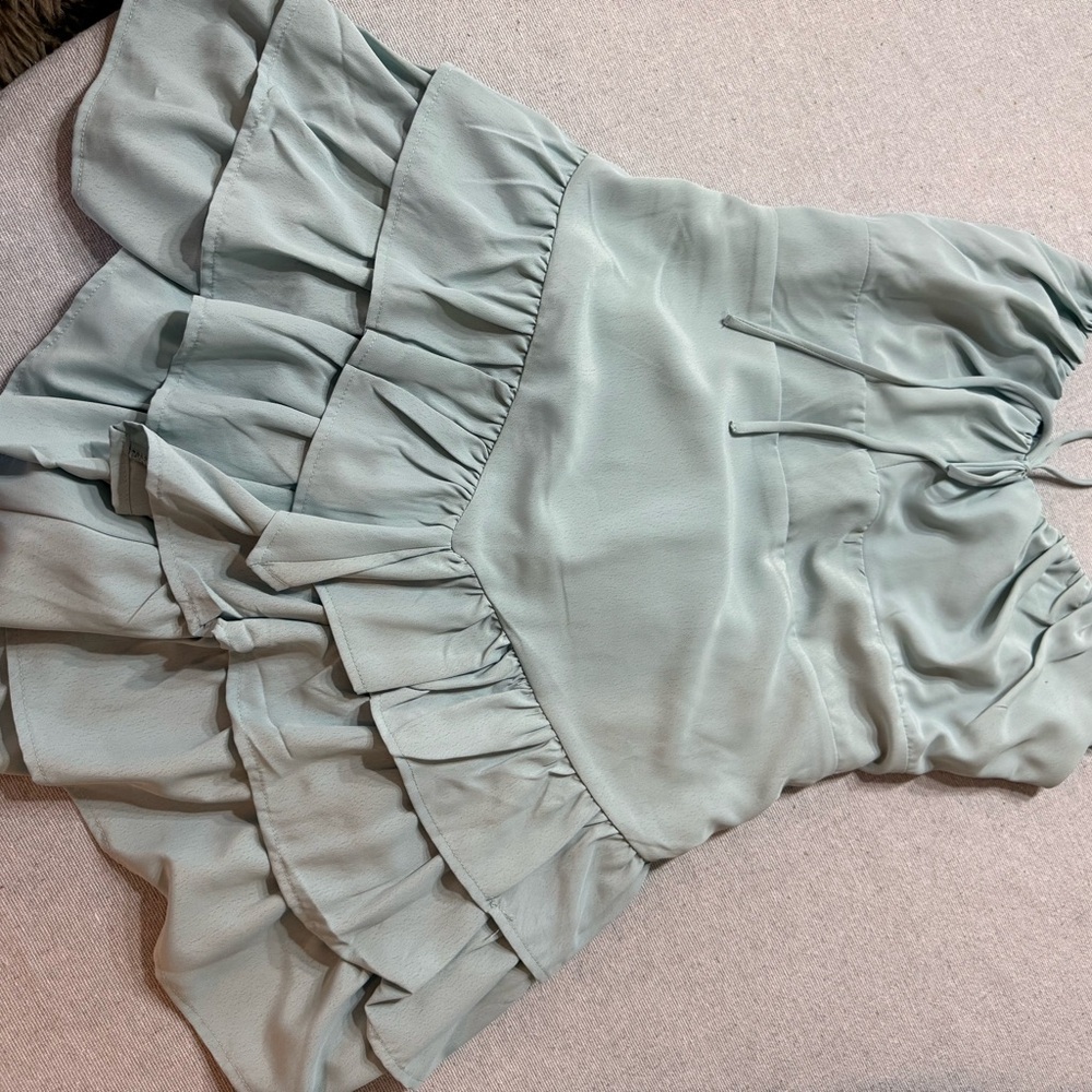 Light Blue Ruffled Open Back Dress - Picture 5 of 8
